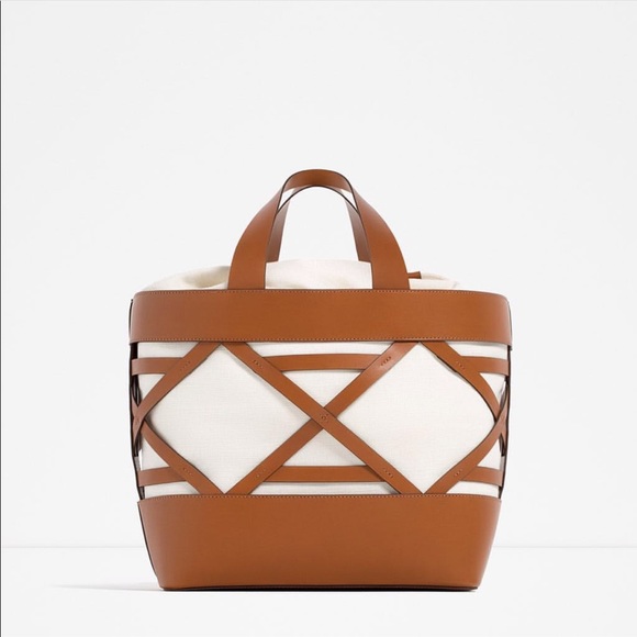 Zara fabric tote NWOT - Picture 2 of 3